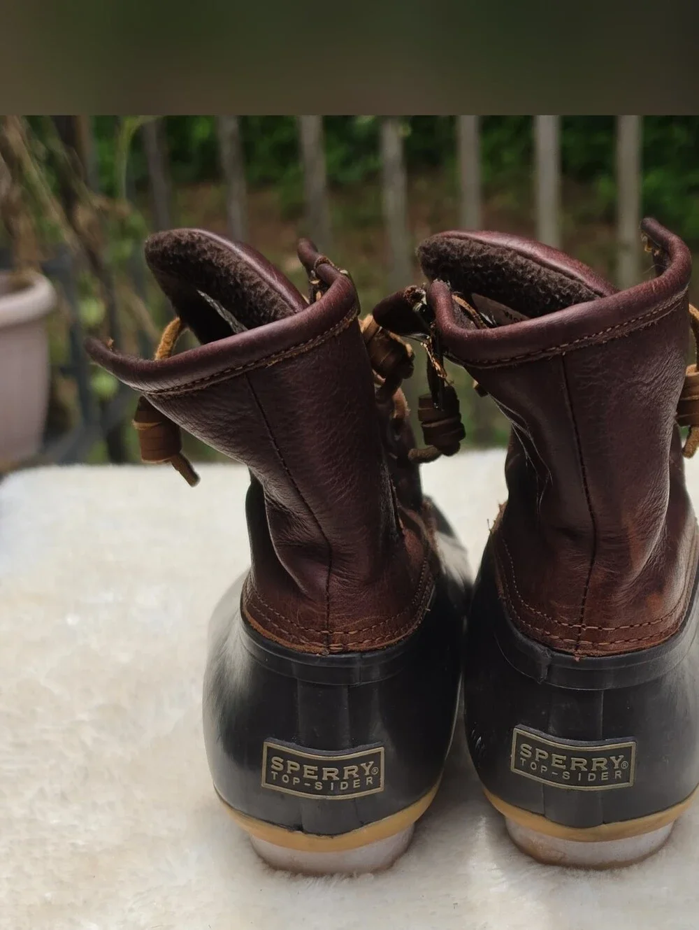 Sperry Top-Sider Duck Boots Women's 8.5 Brown Leather Waterproof Rain Boots